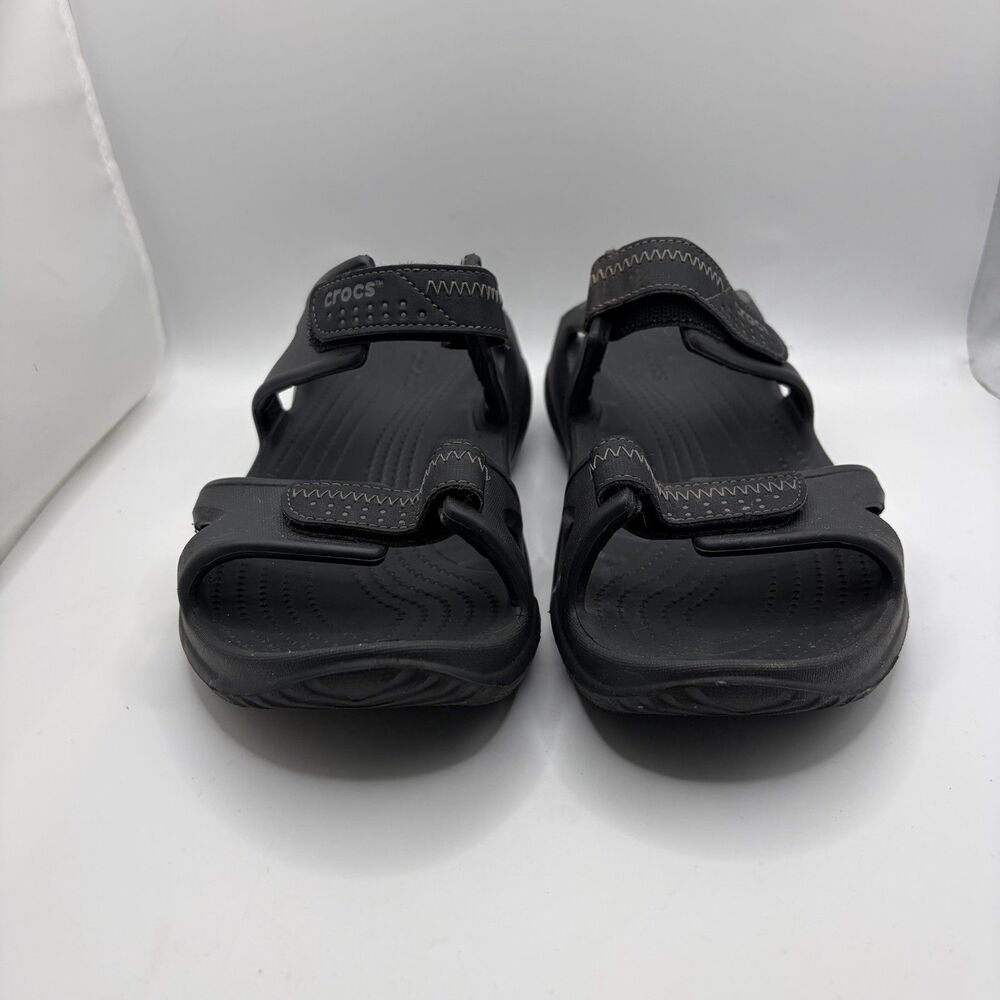 Crocs Swiftwater River Sandals Mens 8 Black Strappy Summer Beach Hike Breathable - Picture 2 of 9